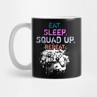 Cool Eat Sleep Squad Up Repeat Gamer Live Streamer Mug